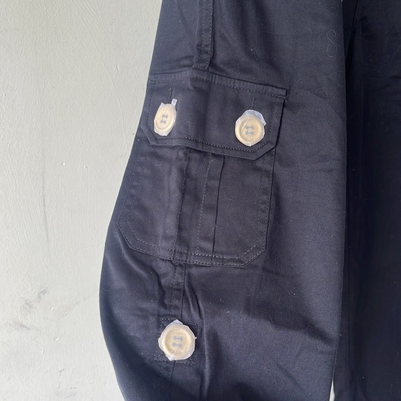 NWT Y2K Mariah Carey Dark Navy Blue Cropped Capri Cargo Pants Size 8 - Picture 6 of 14